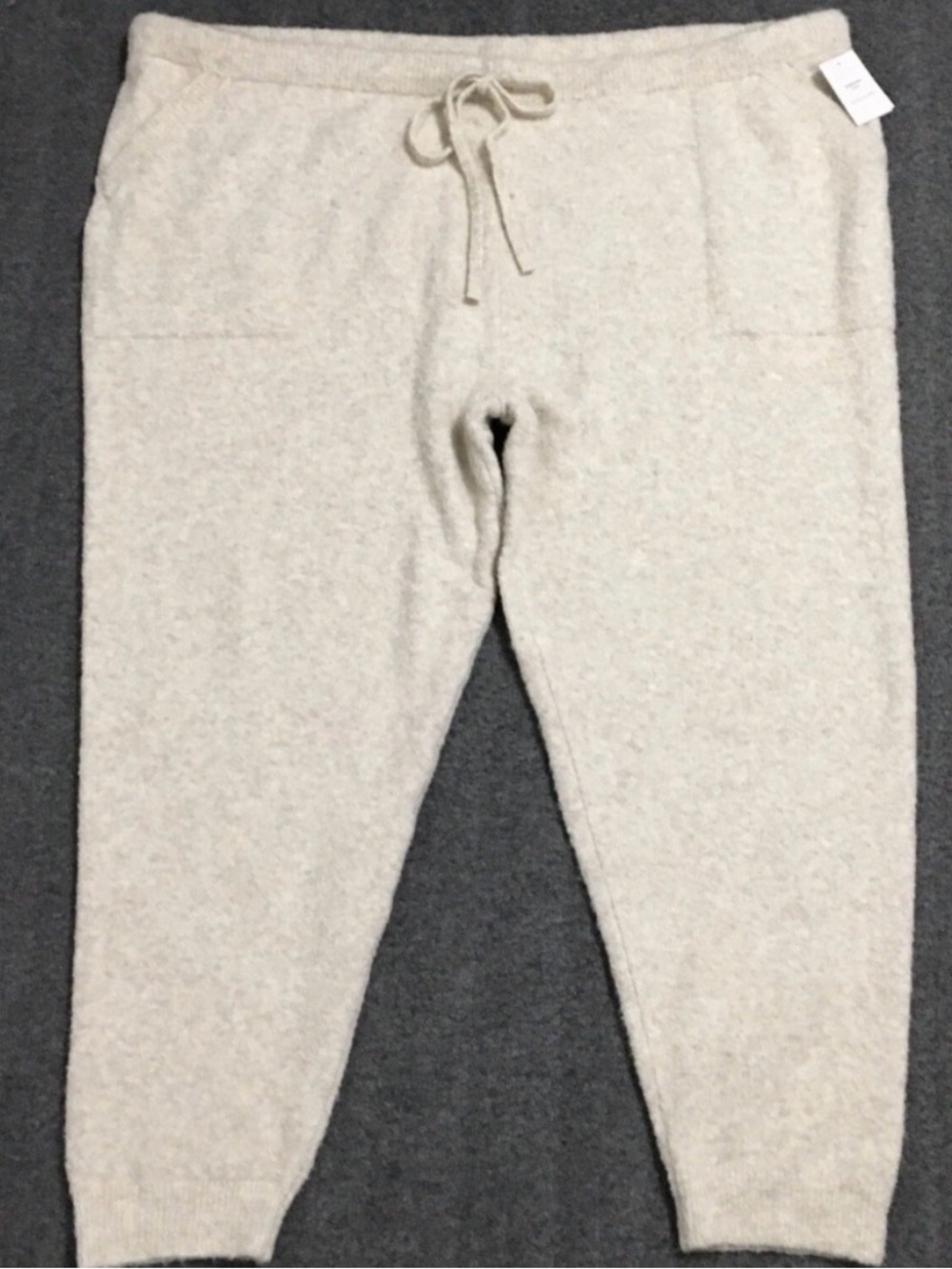 Auden Cream & Brown Sweater Knit Ribbed Jogger Pajama Pant Set of 2 - Size 1X